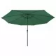 Градински чадър с LED лампички и метален прът, 400 см, зелен