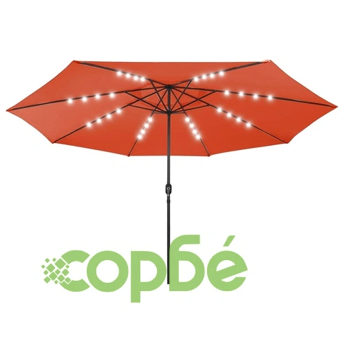 Градински чадър с LED лампички, 400 см, теракота ➤ топ цена ➤ sorbe.bg
