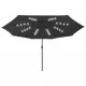 Градински чадър с LED лампички и метален прът, 400 см, черен