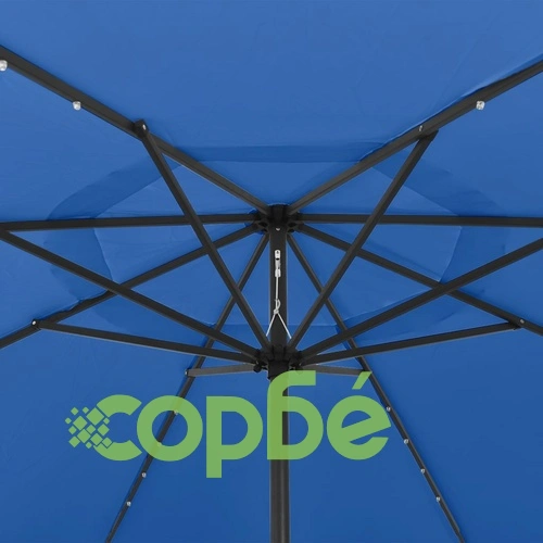 Градински чадър с LED лампички, 400 см, лазурносин ➤ топ цена ➤ sorbe.bg