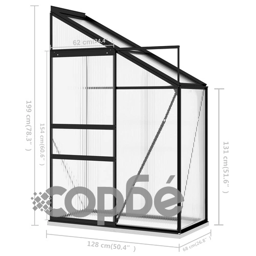 Оранжерия, антрацит, алуминий, 1,44 м³ ➤ топ цена ➤ sorbe.bg
