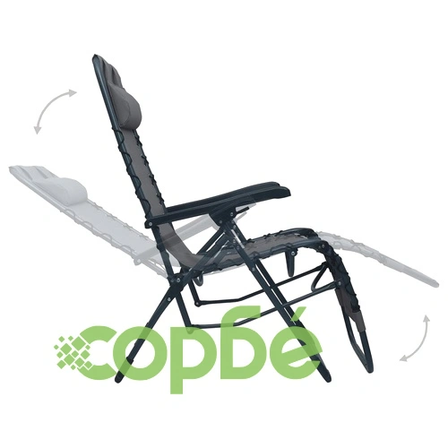 Сгъваеми столове тип шезлонг, 2 бр, сиви, textilene ➤ топ цена ➤ sorbe.bg