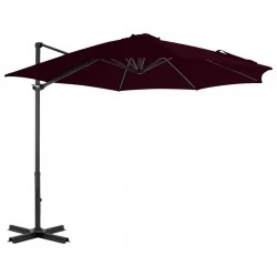 Градински чадър чупещо рамо с алуминиев прът червен 300 см