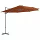 Градински чадър чупещо рамо и стоманен прът теракота 300 см