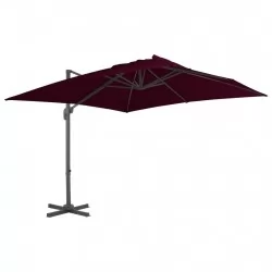 Градински чадър с чупещо рамо и алуминиев прът бордо 300x300 см