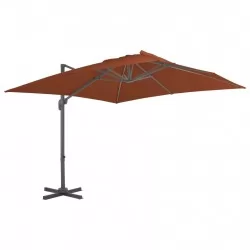 Градински чадър чупещо рамо алуминиев прът теракота 400x300 см