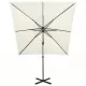 Чадър с чупещо рамо, прът и LED лампи, пясъчен, 250 см