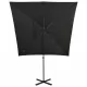 Чадър с чупещо рамо, прът и LED лампи, черен, 250 см