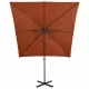 Чадър с чупещо рамо, прът и LED лампи, теракота, 250 см