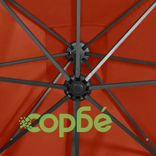 Конзолен градински чадър с прът и LED светлини теракота 250 см ➤ топ цена ➤ sorbe.bg