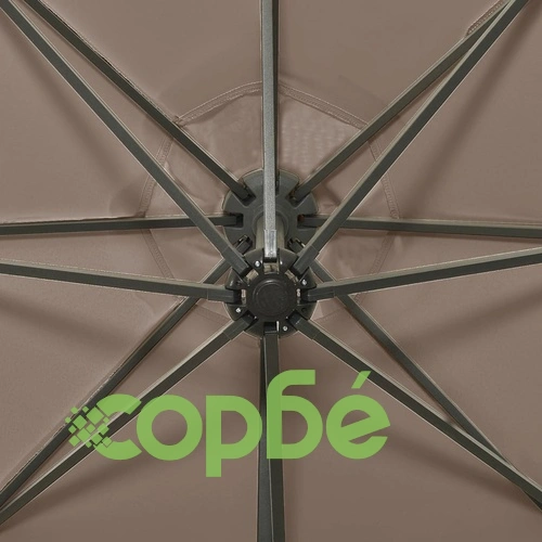 Конзолен градински чадър с прът и LED светлини, таупе, 300 см ➤ топ цена ➤ sorbe.bg