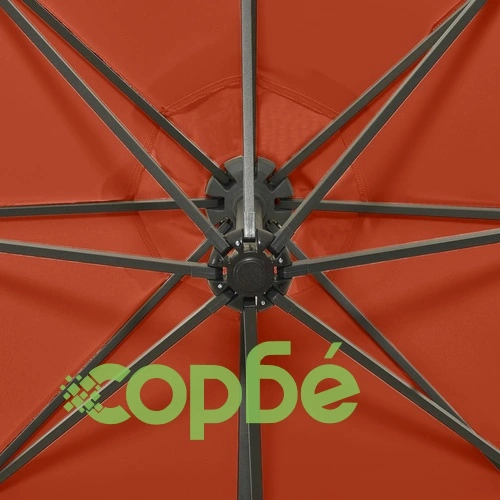 Конзолен градински чадър с прът и LED светлини теракота 300 см ➤ топ цена ➤ sorbe.bg