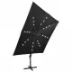 Чадър с чупещо рамо, прът и LED лампи, черен, 300 см