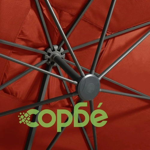 Конзолен градински чадър с прът и LED светлини теракота 300 см ➤ топ цена ➤ sorbe.bg