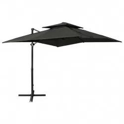 Градински чадър чупещо рамо с двоен покрив 250x250 см антрацит