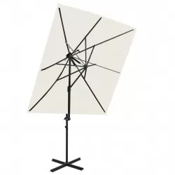 Градински чадър чупещо рамо с двоен покрив пясъчен 250x250 см