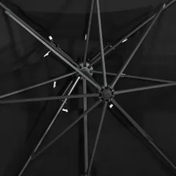 Градински чадър чупещо рамо с двоен покрив черен 250x250 см