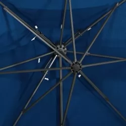 Градински чадър чупещо рамо двоен покрив лазурносин 250x250 см