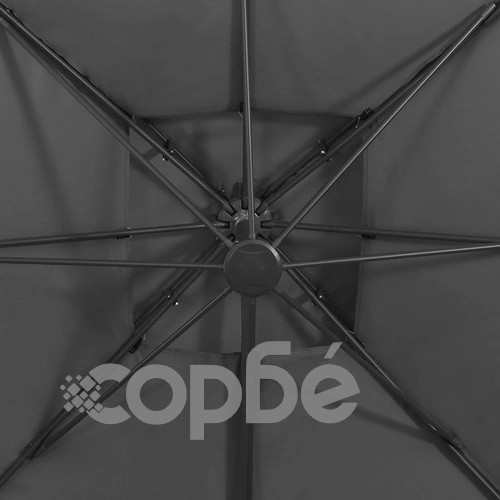 Конзолен градински чадър с двоен покрив 300x300 см антрацит ➤ топ цена ➤ sorbe.bg