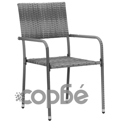Градински трапезен комплект, 3 части, полиратан, сив ➤ топ цена ➤ sorbe.bg