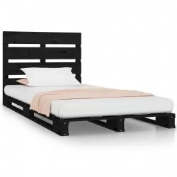 Рамка за легло, черно, 100x200 см, бор масив