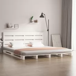 Рамка за легло, бяла, 120х200 см, бор масив