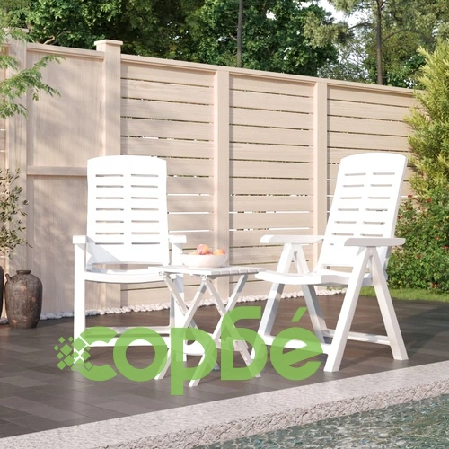 Градински трапезен комплект от 3 части бял полипропилен ➤ топ цена ➤ sorbe.bg