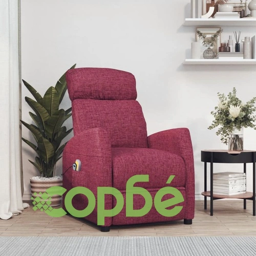 Изправящ масажен стол, виненочервен, текстил ➤ топ цена ➤ sorbe.bg