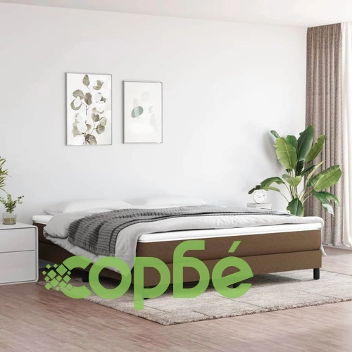 Рамка за легло без матрак, тъмнокафява, 160x200 см, плат ➤ топ цена ➤ sorbe.bg