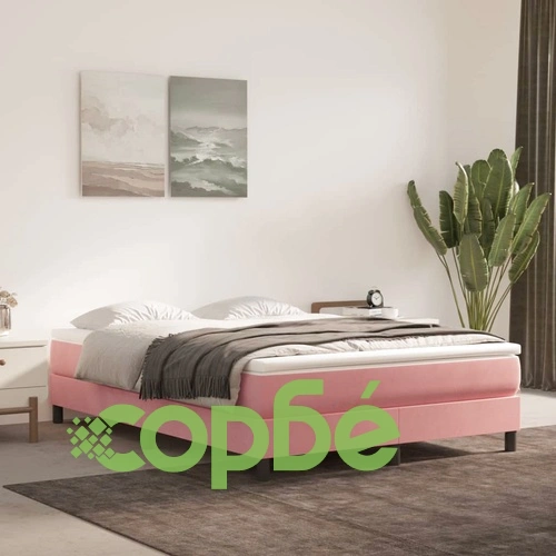 Рамка за легло, розова, 140x190 см, кадифе ➤ топ цена ➤ sorbe.bg