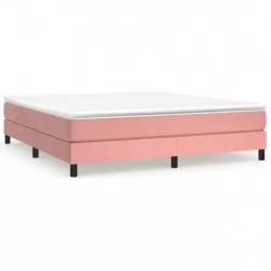 Боксспринг рамка за легло, розова, 160x200 см, кадифе