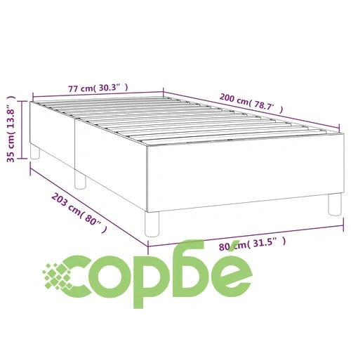 Рамка за легло без матрак, Черно, 80x200 см, плат ➤ топ цена ➤ sorbe.bg