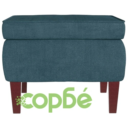 Люлеещ се стол с дървени крака и табуретка, син, кадифе ➤ топ цена ➤ sorbe.bg