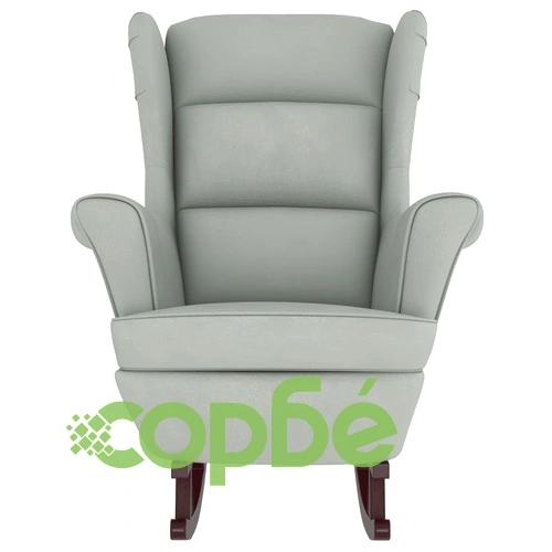 Люлеещ се стол с дървени крака и табуретка, светлосив, кадифе ➤ топ цена ➤ sorbe.bg