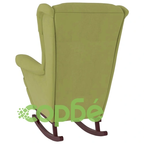 Люлеещ се стол с дървени крака и табуретка, светлозелен, кадифе ➤ топ цена ➤ sorbe.bg