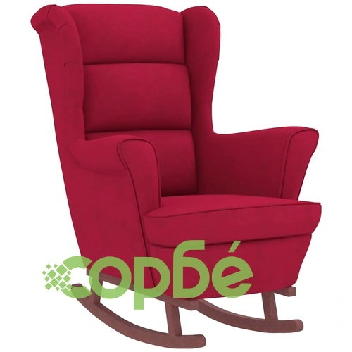 Люлеещ се стол с табуретка, виненочервен, кадифе ➤ топ цена ➤ sorbe.bg