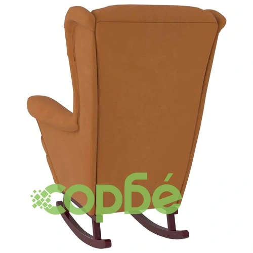 Люлеещ се стол с дървени крака и кафяв, тъмнозелен, кадифе ➤ топ цена ➤ sorbe.bg