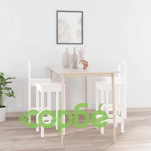 Комплект бар столове от 4 части, бял, масивна борова дървесина ➤ топ цена ➤ sorbe.bg