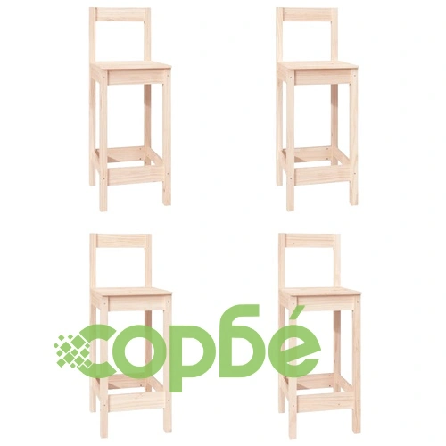 Бар столове, 4 бр, борово дърво масив ➤ топ цена ➤ sorbe.bg