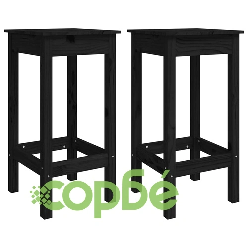 Бар комплект от 5 части, черен, масивна борова дървесина ➤ топ цена ➤ sorbe.bg