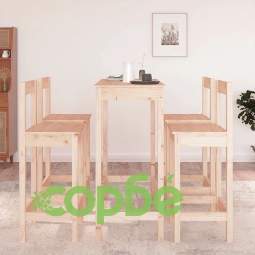 Бар комплект от 5 части, масивна борова дървесина ➤ топ цена ➤ sorbe.bg