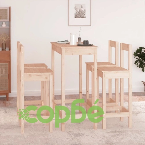 Бар комплект от 5 части, масивна борова дървесина ➤ топ цена ➤ sorbe.bg