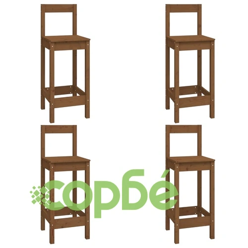 Бар комплект от 5 части, меденокафяв, масивна борова дървесина ➤ топ цена ➤ sorbe.bg