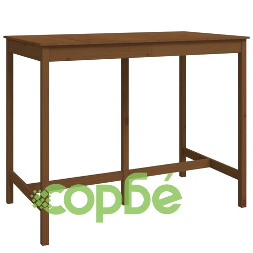 Бар комплект от 7 части, меденокафяв, масивна борова дървесина ➤ топ цена ➤ sorbe.bg