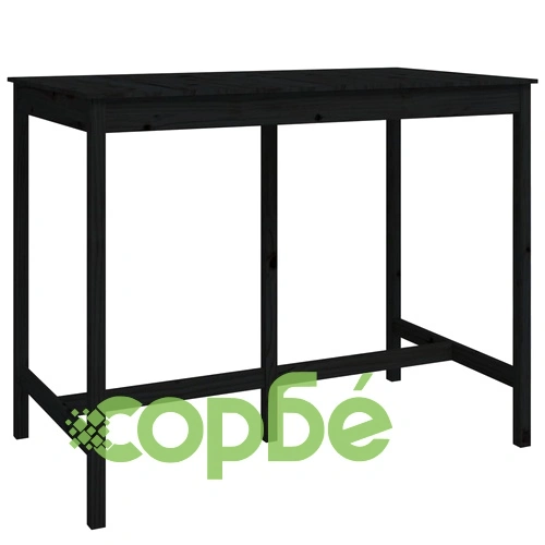 Бар комплект от 7 части, черен, масивна борова дървесина ➤ топ цена ➤ sorbe.bg