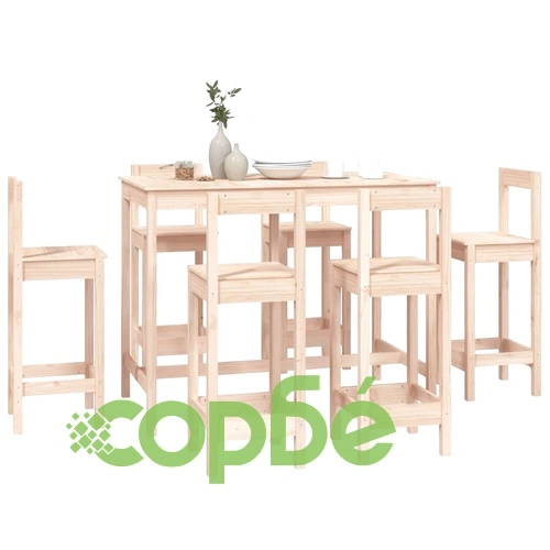 Бар комплект от 7 части, масивна борова дървесина ➤ топ цена ➤ sorbe.bg