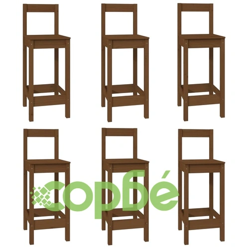 Бар комплект от 7 части, меденокафяв, масивна борова дървесина ➤ топ цена ➤ sorbe.bg