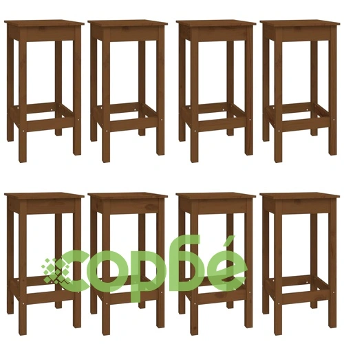 Бар комплект от 9 части, меденокафяв, масивна борова дървесина ➤ топ цена ➤ sorbe.bg