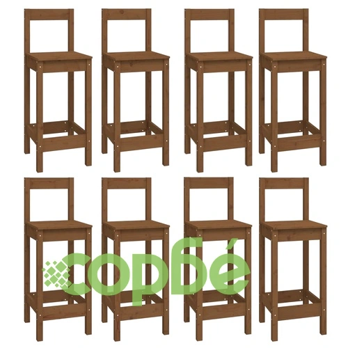 Бар комплект от 9 части, меденокафяв, масивна борова дървесина ➤ топ цена ➤ sorbe.bg