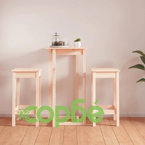 Бар комплект от 3 части, масивна борова дървесина ➤ топ цена ➤ sorbe.bg